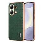 For Redmi Note 13 4G AZNS Electroplated Frame Crocodile Texture Full Coverage Phone Case(Green) - 1