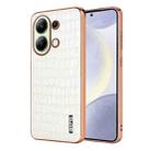 For Redmi Note 13 4G AZNS Electroplated Frame Crocodile Texture Full Coverage Phone Case(White) - 1