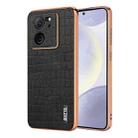 For Redmi K60 Ultra AZNS Electroplated Frame Crocodile Texture Full Coverage Phone Case(Black) - 1