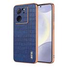 For Redmi K60 Ultra AZNS Electroplated Frame Crocodile Texture Full Coverage Phone Case(Blue) - 1