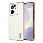 For Redmi K60 Ultra AZNS Electroplated Frame Crocodile Texture Full Coverage Phone Case(White) - 1