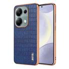 For Redmi Note 13 Pro 4G AZNS Electroplated Frame Crocodile Texture Full Coverage Phone Case(Blue) - 1