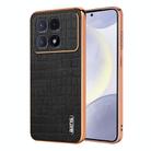 For Redmi K70 Ultra AZNS Electroplated Frame Crocodile Texture Full Coverage Phone Case(Black) - 1