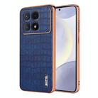 For Redmi K70 Ultra AZNS Electroplated Frame Crocodile Texture Full Coverage Phone Case(Blue) - 1