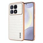 For Redmi K70 Ultra AZNS Electroplated Frame Crocodile Texture Full Coverage Phone Case(White) - 1