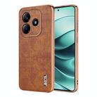 For Redmi Note 14 5G AZNS Electroplated Frame Crocodile Texture Full Coverage Phone Case(Brown) - 1