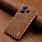 For Redmi Note 14 5G AZNS Electroplated Frame Crocodile Texture Full Coverage Phone Case(Brown) - 2