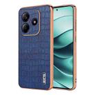 For Redmi Note 14 5G AZNS Electroplated Frame Crocodile Texture Full Coverage Phone Case(Blue) - 1