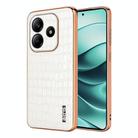 For Redmi Note 14 5G AZNS Electroplated Frame Crocodile Texture Full Coverage Phone Case(White) - 1