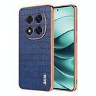 For Redmi Note 14 Pro 5G AZNS Electroplated Frame Crocodile Texture Full Coverage Phone Case(Blue) - 1