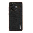 For Redmi K80 AZNS Electroplated Frame Crocodile Texture Full Coverage Phone Case(Black) - 2