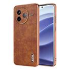 For Redmi K80 AZNS Electroplated Frame Crocodile Texture Full Coverage Phone Case(Brown) - 1