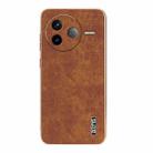 For Redmi K80 AZNS Electroplated Frame Crocodile Texture Full Coverage Phone Case(Brown) - 2