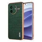 For Redmi K80 AZNS Electroplated Frame Crocodile Texture Full Coverage Phone Case(Green) - 1