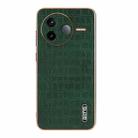 For Redmi K80 AZNS Electroplated Frame Crocodile Texture Full Coverage Phone Case(Green) - 2