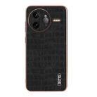 For Redmi K80 Pro AZNS Electroplated Frame Crocodile Texture Full Coverage Phone Case(Black) - 2