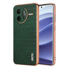 For Redmi K80 Pro AZNS Electroplated Frame Crocodile Texture Full Coverage Phone Case(Green) - 1