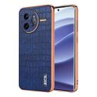 For Redmi K80 Pro AZNS Electroplated Frame Crocodile Texture Full Coverage Phone Case(Blue) - 1