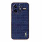 For Redmi K80 Pro AZNS Electroplated Frame Crocodile Texture Full Coverage Phone Case(Blue) - 2