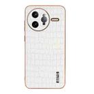 For Redmi K80 Pro AZNS Electroplated Frame Crocodile Texture Full Coverage Phone Case(White) - 2