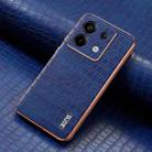 For Xiaomi Poco X6 AZNS Electroplated Frame Crocodile Texture Full Coverage Phone Case(Blue) - 2