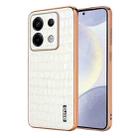 For Xiaomi Poco X6 AZNS Electroplated Frame Crocodile Texture Full Coverage Phone Case(White) - 1