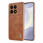 For Xiaomi Poco F6 Pro AZNS Electroplated Frame Crocodile Texture Full Coverage Phone Case(Brown) - 1