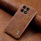 For Xiaomi Poco F6 Pro AZNS Electroplated Frame Crocodile Texture Full Coverage Phone Case(Brown) - 2