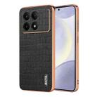 For Xiaomi Poco X6 Pro AZNS Electroplated Frame Crocodile Texture Full Coverage Phone Case(Black) - 1