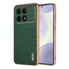 For Xiaomi Poco X6 Pro AZNS Electroplated Frame Crocodile Texture Full Coverage Phone Case(Green) - 1