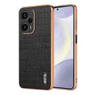 For Xiaomi Poco F5 AZNS Electroplated Frame Crocodile Texture Full Coverage Phone Case(Black) - 1