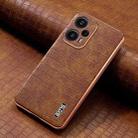 For Xiaomi Poco F5 AZNS Electroplated Frame Crocodile Texture Full Coverage Phone Case(Brown) - 2