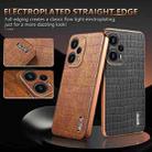 For Xiaomi Poco F5 AZNS Electroplated Frame Crocodile Texture Full Coverage Phone Case(Brown) - 3