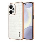 For Xiaomi Poco F5 AZNS Electroplated Frame Crocodile Texture Full Coverage Phone Case(White) - 1