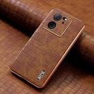 For Xiaomi 13T / 13T Pro AZNS Electroplated Frame Crocodile Texture Full Coverage Phone Case(Brown) - 2