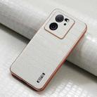 For Xiaomi 13T / 13T Pro AZNS Electroplated Frame Crocodile Texture Full Coverage Phone Case(White) - 2