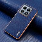 For Xiaomi 14T AZNS Electroplated Frame Crocodile Texture Full Coverage Phone Case(Blue) - 2