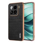For Xiaomi 15 AZNS Electroplated Frame Crocodile Texture Full Coverage Phone Case(Black) - 1