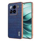 For Xiaomi 15 AZNS Electroplated Frame Crocodile Texture Full Coverage Phone Case(Blue) - 1