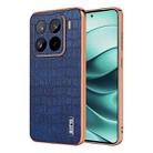 For Xiaomi 15 Pro AZNS Electroplated Frame Crocodile Texture Full Coverage Phone Case(Blue) - 1