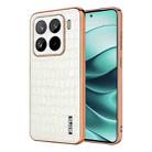 For Xiaomi 15 Pro AZNS Electroplated Frame Crocodile Texture Full Coverage Phone Case(White) - 1