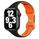 For Apple Watch SE 2023 44mm Two Color Slim Butterfly Buckle Silicone Watch Band(Black Orange) - 1