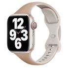 For Apple Watch SE 2023 44mm Two Color Slim Butterfly Buckle Silicone Watch Band(Milk Tea Rock White) - 1