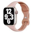 For Apple Watch SE 2023 44mm Two Color Slim Butterfly Buckle Silicone Watch Band(Pink Rose Grey) - 1