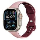 For Apple Watch Ultra 2 49mm Two Color Slim Butterfly Buckle Silicone Watch Band(Pink Wine Red) - 1