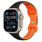 For Apple Watch Ultra 2 49mm Two Color Slim Butterfly Buckle Silicone Watch Band(Black Orange) - 1