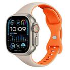 For Apple Watch Ultra 2 49mm Two Color Slim Butterfly Buckle Silicone Watch Band(Starlight Orange) - 1