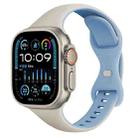 For Apple Watch Ultra 49mm Two Color Slim Butterfly Buckle Silicone Watch Band(White Fog Blue) - 1