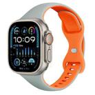 For Apple Watch Ultra 49mm Two Color Slim Butterfly Buckle Silicone Watch Band(Echeveria Blue Orange) - 1
