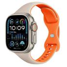 For Apple Watch Ultra 49mm Two Color Slim Butterfly Buckle Silicone Watch Band(Starlight Orange) - 1